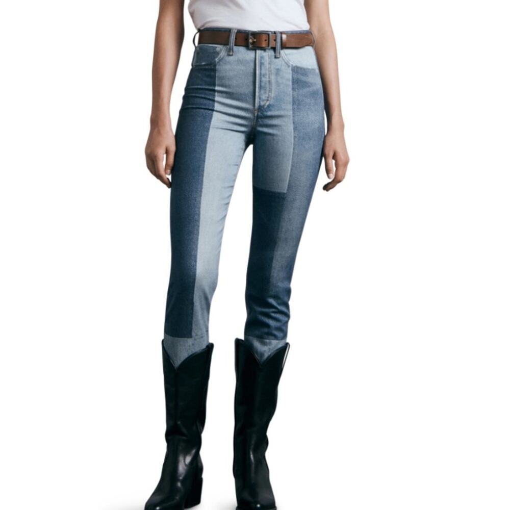 Rag & Bone Womens 25 Nina Miramar Patchwork Cigarette Jeans in Bryon NEW